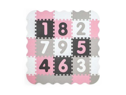 Pěnové puzzle podložka ohrádka Milly Mally Jolly 3x3 Digits Pink Grey