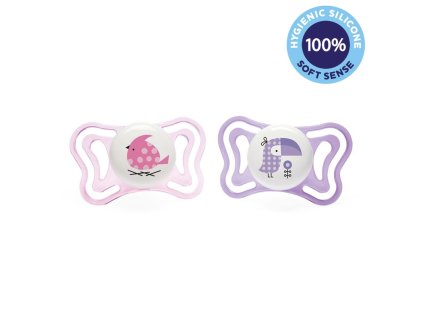 CHICCO Dudlík Physio Light silikonový 2-6m dívka - ptáček/tukan 2 ks