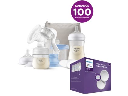 Philips AVENT Odsávačka mateř.mléka manuální, startovní sada + Prsní vložky jednorázové 60 ks