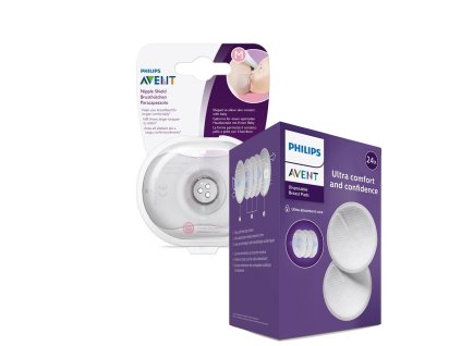 Philips AVENT Chránič bradavek - medium 2 ks + ster.krabička + Prsní vložky jednorázové 24 ks