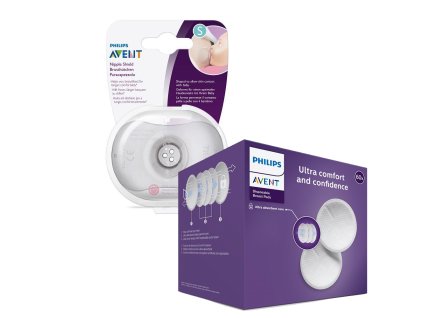 Philips AVENT Chránič bradavek - small 2 ks + ster.krabička + Prsní vložky jednorázové 60 ks