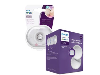 Philips AVENT Chránič bradavek - small 2 ks + ster.krabička + Prsní vložky jednorázové 100 ks