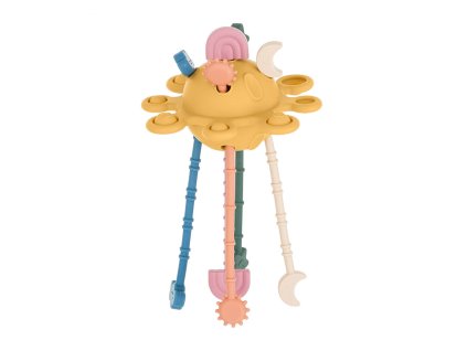 PETITE&MARS Hračka silikonová senzorická Crazy planet Intense Ochre 10m+