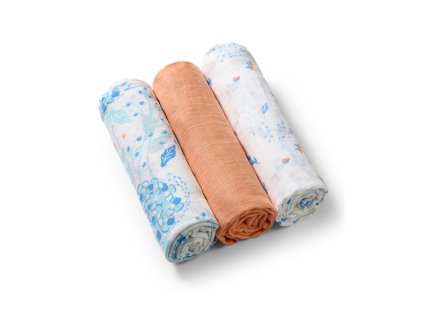 BABYONO Pleny mušelínové Super soft 3 ks - oranžová