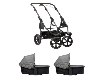 Tfk set duo2 frame 2025 - air chamber wheel + carrycot prem. grey