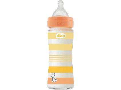CHICCO Láhev kojenecká sklo Well-being silikon 240 ml uni