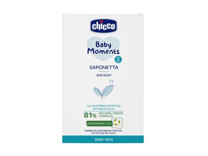 CHICCO Mýdlo na ruce tuhé s rostlinným glycerínem Baby Moments 81 % přírodních složek 100 g