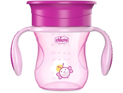 CHICCO Hrneček Perfect 360 s držadly 200 ml růžový 12m+