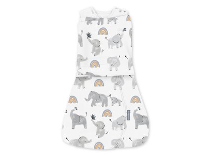 INGENUITY Zavinovačka bavlněná ulitka konvertibilní s volným rukávem TOG 1 SwaddleMe™ Happy Elephant
