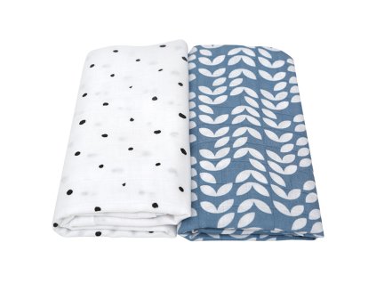 MOTHERHOOD Přikrývka a zavinovačka mušelínová Premium 2 ks Blue Classics 100x120 cm