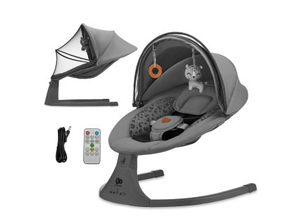 KINDERKRAFT Lehátko houpací s melodií 2v1 Lumi, do 9 kg, Premium Dark grey