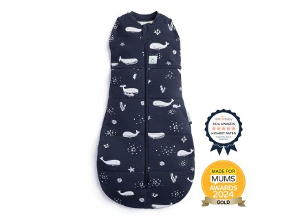 ERGOPOUCH Zavinovačka a vak na spaní 2v1 Cocoon Whale 0-3 m, 3-6 kg, 2,5 tog