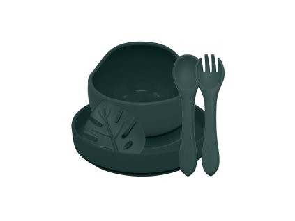 PETITE&MARS Set jídelní silikonový TAKE&MATCH 4 ks Misty Green 6m+