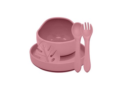 PETITE&MARS Set jídelní silikonový TAKE&MATCH 4 ks Dusty Rose 6m+