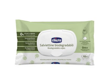 CHICCO Dětské vlhčené ubrousky bez obsahu plastů 60 ks