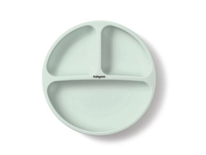 BABYONO Talíř silikonový s přísavkou - sage 6m+