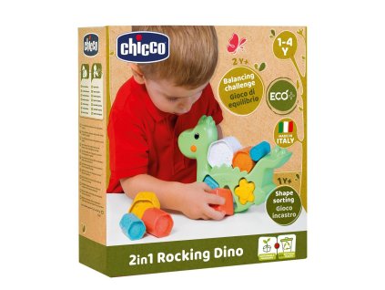 CHICCO Hračka vkládací 2v1 Dino Eco+ 12m+
