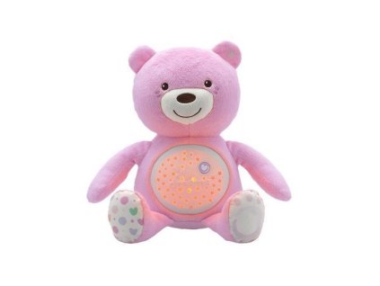 CHICCO Medvídek uspáváček s projektorem a hudbou Baby Bear First Dreams růžová 0m+