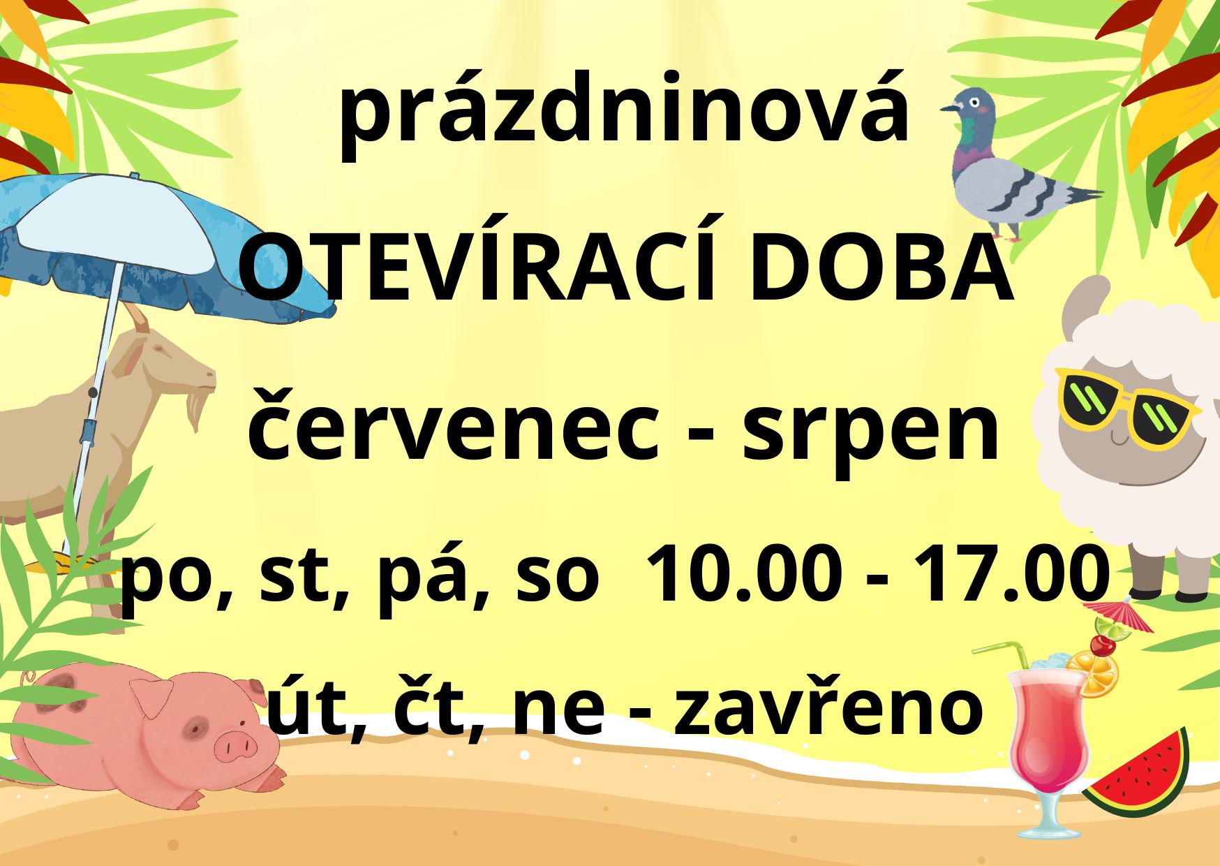 otvíračka prázdniny, uprostřed stránky největší, má přednost