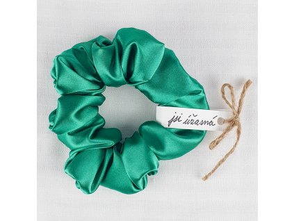 Gumička do vlasů scrunchies - smaragdově zelená