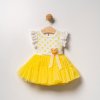 Dievčenské žlté tylové šaty s bodkami Melany