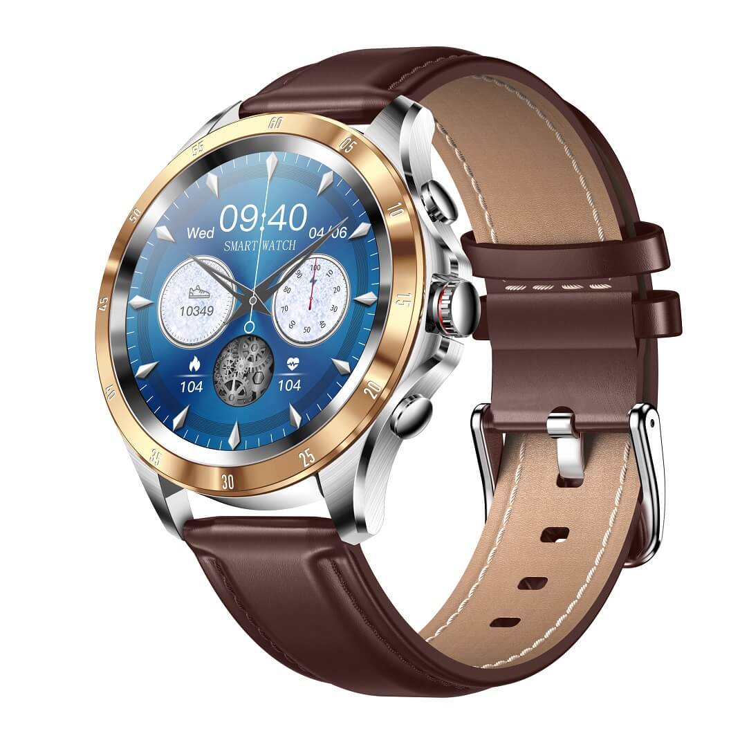 Pánske Smart Hodinky WatchKing WN1 Pro Hnedé Koža | Volanie cez Hodinky | Meranie Teploty | Meranie Tlaku a Tepu | Smart Watch Elegantné