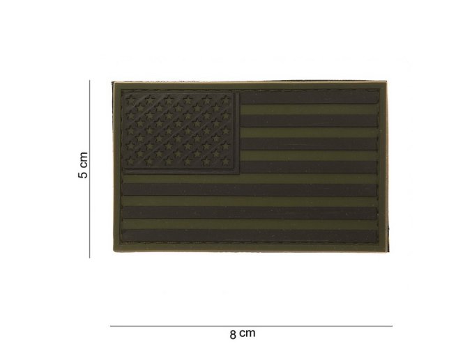 Vlaječka USA - VELCRO, 3D PVC - OLIV