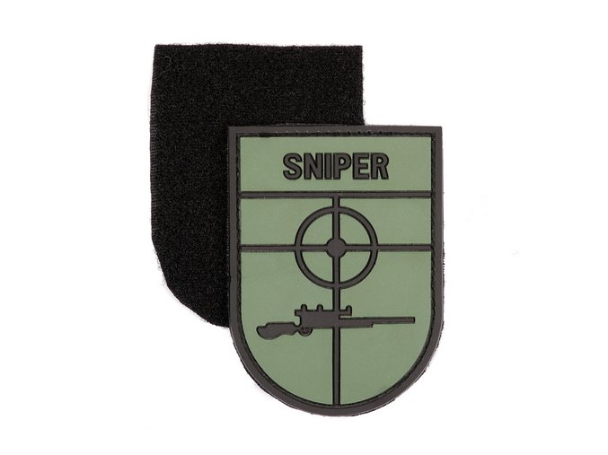 Nášivka SNIPER, Velcro - 3D PVC - Oliv