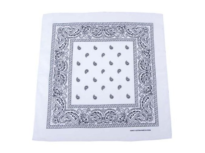 Bandana šátek - 55 x 55 - Bílo-Černá
