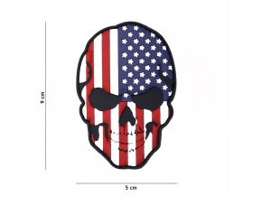 Nášivka Lebka USA vlajka - VELCRO - 3D PVC