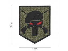 Nášivka Punisher Commando Oliv - VELCRO - 3D PVC