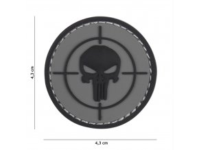 Nášivka Punisher - Terč - VELCRO - 3D PVC - ŠEDÁ