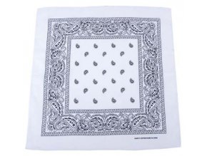 Bandana šátek - 55 x 55 - Bílo-Černá