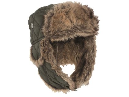 Ušanka zimní s kožešinou olive