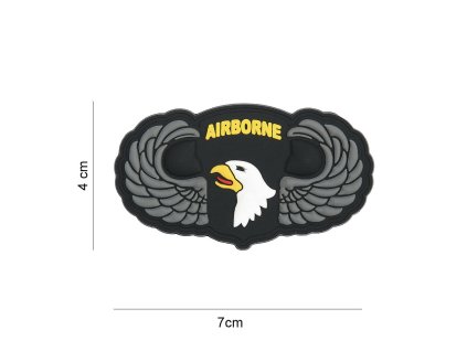 Nášivka 3D PVC 101st Airborne silver wings