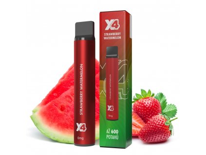 x4 bar zero jahoda a meloun strawberry watermelon jednorazova e cigareta bez nikotinu