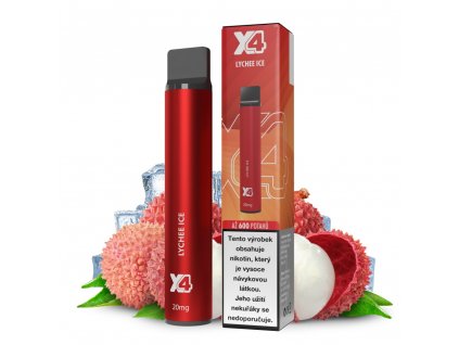 x4 bar chladive lici lychee ice jednorazova e cigareta