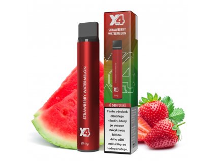 x4 bar jahoda a meloun strawberry watermelon jednorazova e cigareta