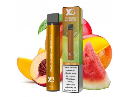 x4 bar broskev mango meloun peach mango watermelon jednorazova e cigareta