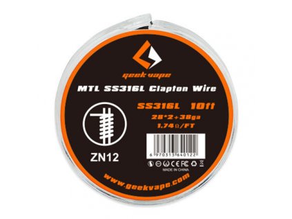 MTL Clapton SS316L - odporový drát 2x 28GA + 38GA (3m) - GeekVape