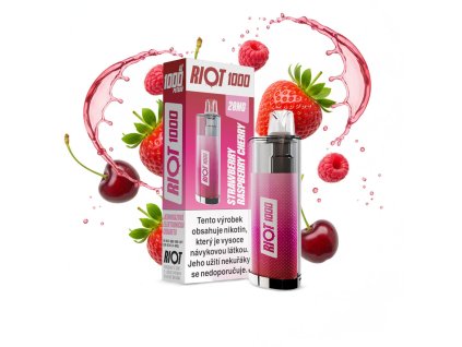 RIOT 1000 Disposable Pod Kit (Strawberry Raspberry Cherry) intenzita nikotinu 20mg