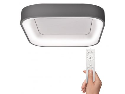 Solight LED stropní světlo čtvercové Treviso, 48W, 2880lm, stmívatelné, dálkové ovládání, šedá