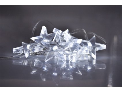 Solight LED vánoční řetěz, hvězdy, 1,5m, 10x LED, 2x AA, bílé světlo