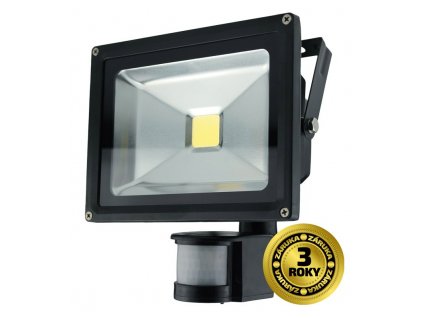 Solight LED venkovní reflektor, 20W, 1400lm, AC 230V, černá, se senzorem