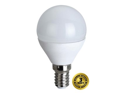 Solight LED žárovka, miniglobe, 6W, E14, 3000K, 420lm, bílé provedení
