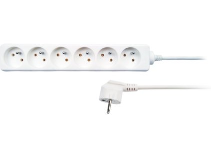 Solight prodlužovací přívod, 6 zásuvek, bílý, 2m