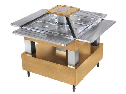 SALÁTOVÝ BAR CHLADÍCÍ SBC 40 F - ELEKTRONICKÝ ZDVIH - SVĚTLÝ DUB