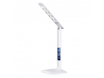 Solight LED stmívatelná stolní lampička s displejem, 6W, volba teploty světla, bílý lesk