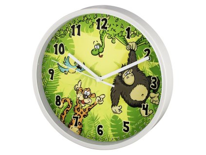 Hama Jungle dětské nástěnné hodiny, průměr 22,5 cm, tichý chod