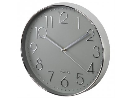 Hama Elegance nástěnné hodiny, průměr 30 cm, tichý chod, stříbrné/šedé